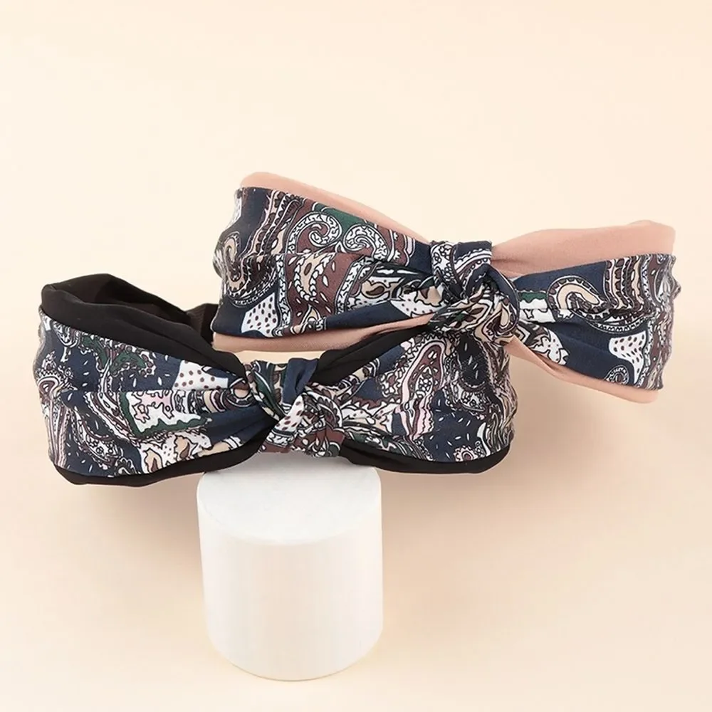 Paisley Print Black & Navy Blue Headband